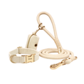 Bild in Galerie-Betrachter laden, Hundeleine und Halsband Set aus Samt in Beige, stilvolles 3-teiliges Set für Hunde.