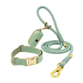 Bild in Galerie-Betrachter laden, Hundeleine und Halsband Set in Mintgrün mit Kotbeutelspender – Luxus Hundezubehör