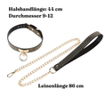 Bild in Galerie-Betrachter laden, Hundehalsband mit Leine Set – Maße & Produktübersicht mit Ledergriff und Metallkette