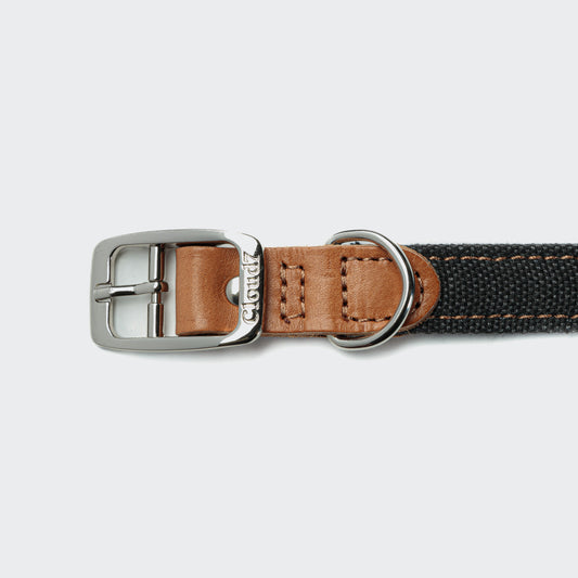 Hundehalsband Tivoli Canvas & Leder Black & Cognac I Cloud 7