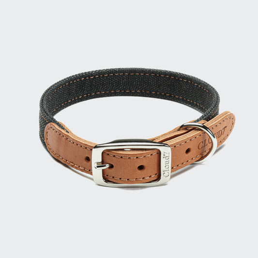 Hundehalsband Tivoli Canvas & Leder Black & Cognac I Cloud 7