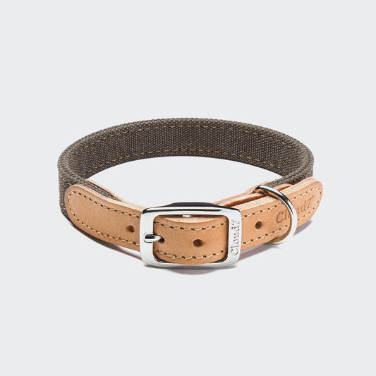 Hundehalsband Tivoli Canvas & Leder Greige I Cloud 7