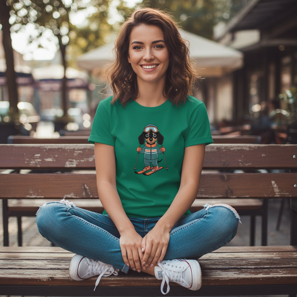T-Shirt Damen „Ski Dackel