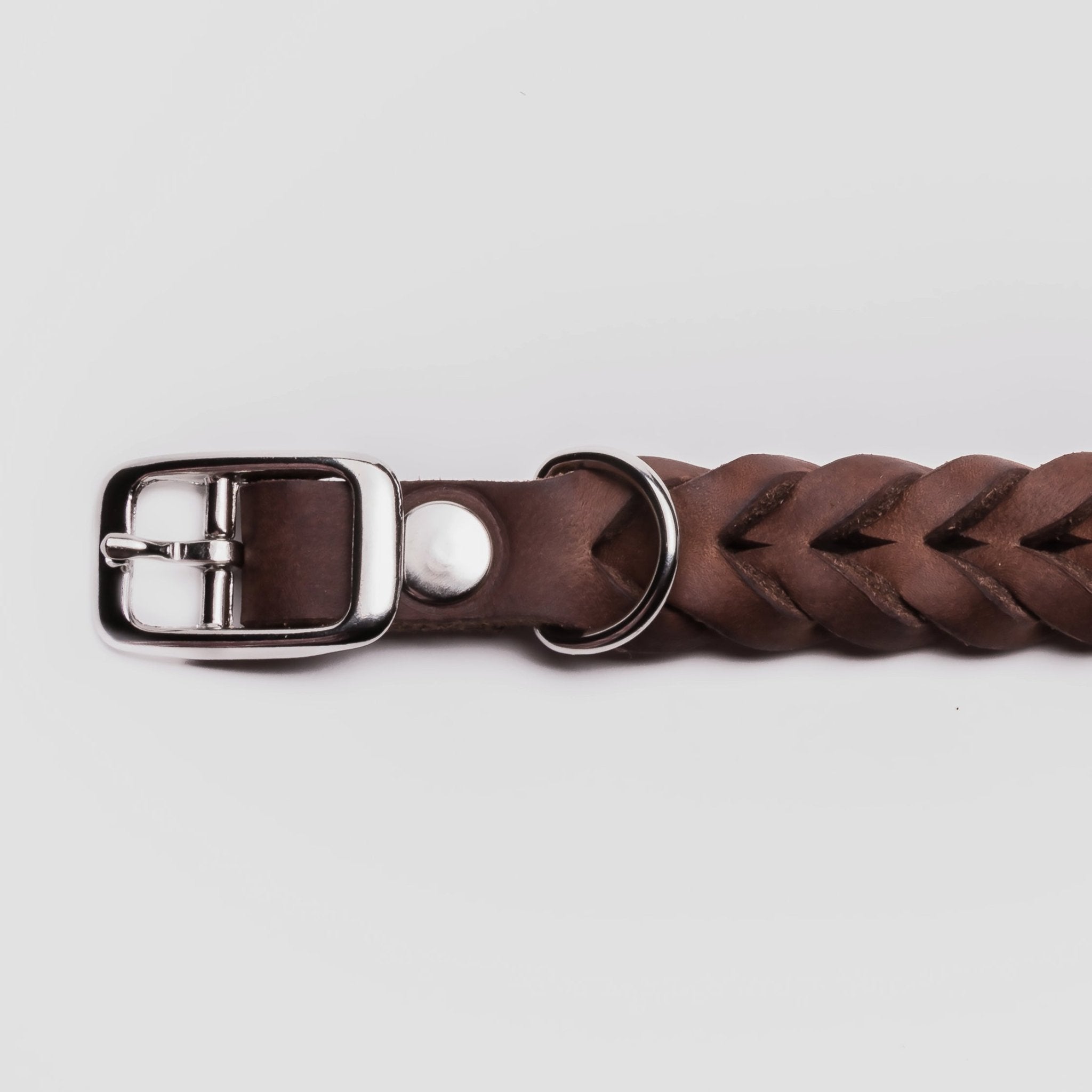 Hundehalsband geflochten Leder Braun Silber – handgemacht – Hundehalsband – MVM