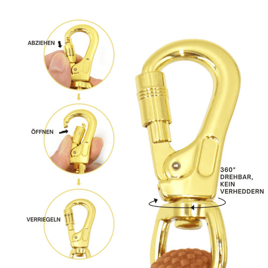 Hundeleine und Halsband Set mit 360° drehbarem Karabiner, ideal zum Verhindern von Verheddern.