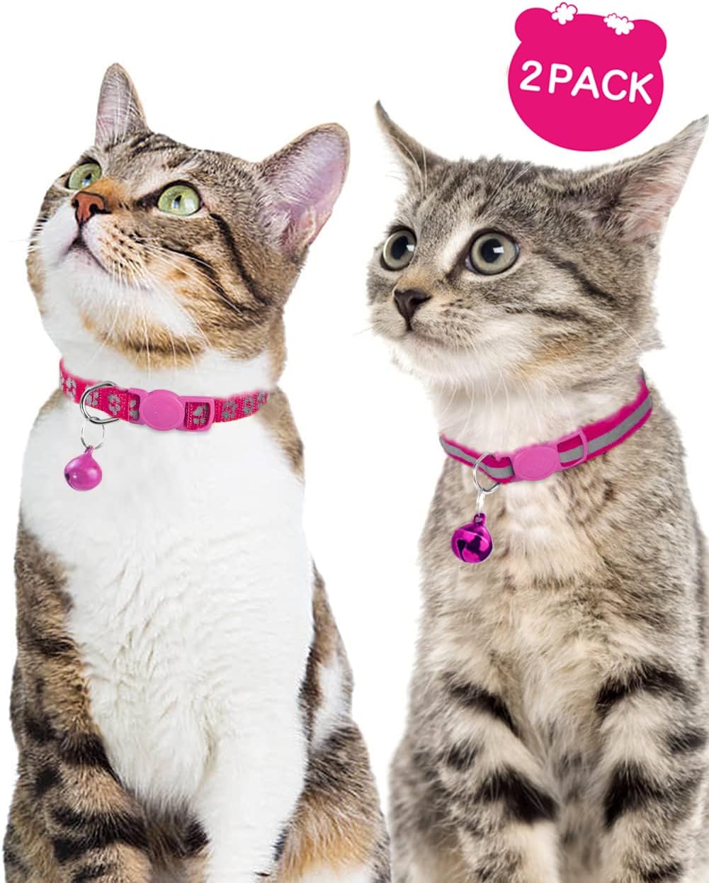 Katzenhalsband mit Glöckchen (2er Set) – Reflektierend & Verstellbar – Katzenhalsband – MVM