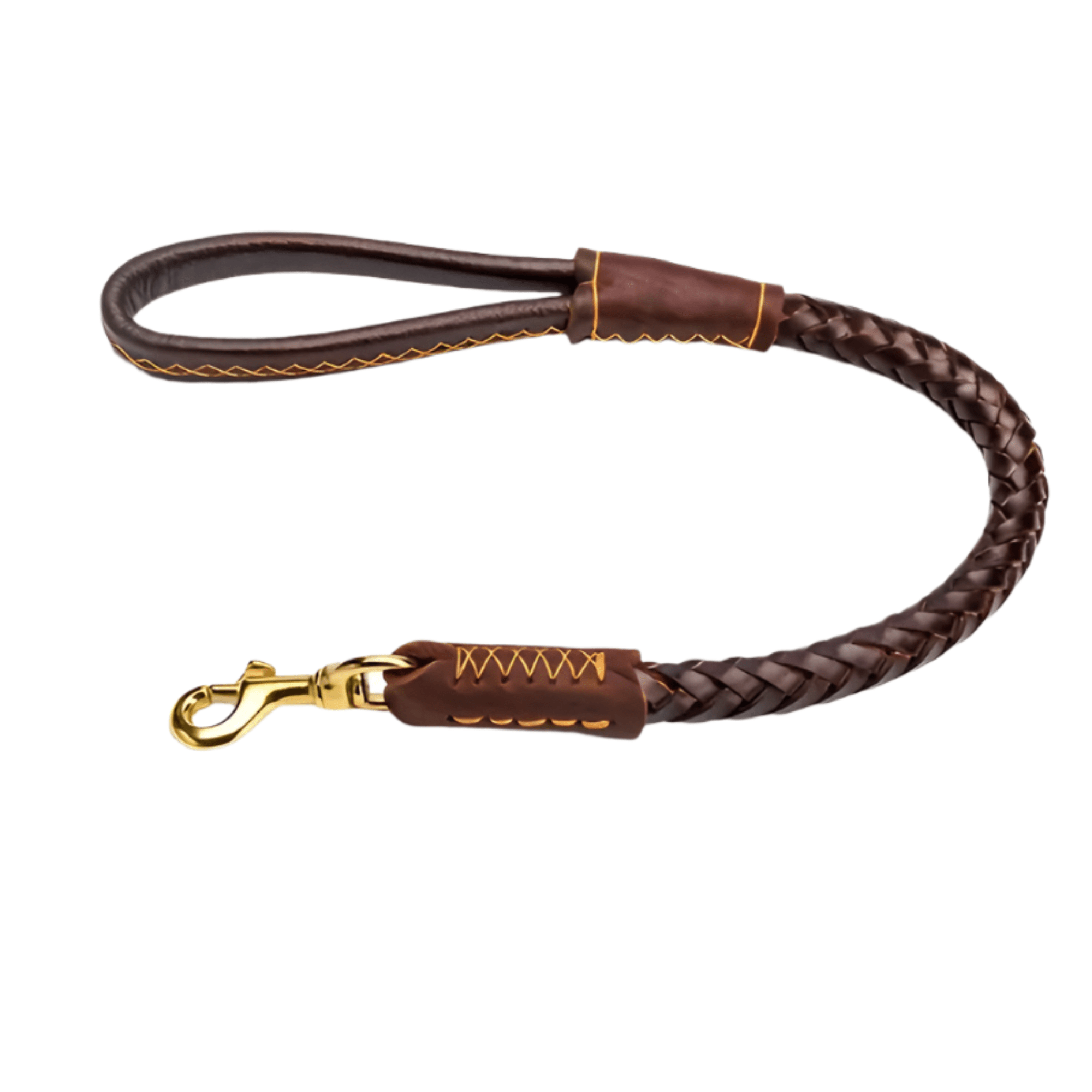 Geflochtene braune Leder Hundeleine mit Messinghaken – ideal für grosse Hunderassen wie Rottweiler oder Schäferhund bei mvm-shop